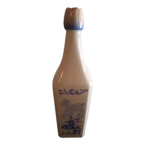 Andros Distillery Delft Pattern Holland Milk Glass Bottle