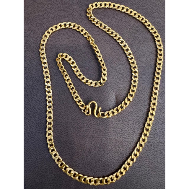 24 Karat Pure Gold Hand Made Yellow Gold LINK Chain Necklace, 37.7 Gm, 22 Inch For Sale - Image 18 of 18