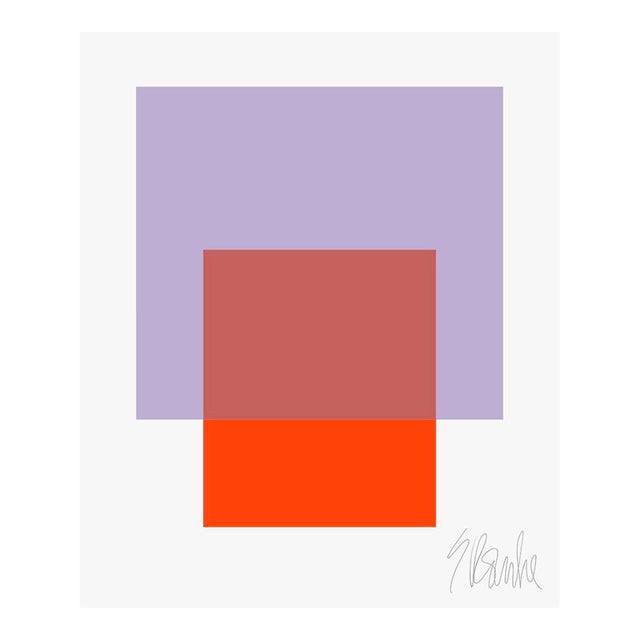 The Interaction of Brilliant Lavender and Orange Fine Art Print 35" X 45" by Liz Roache For Sale