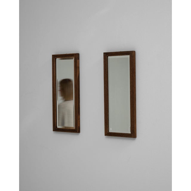 Early 20th Century 1900s French Black Wood Beveled Wall Mirrors, a Pair For Sale - Image 5 of 18