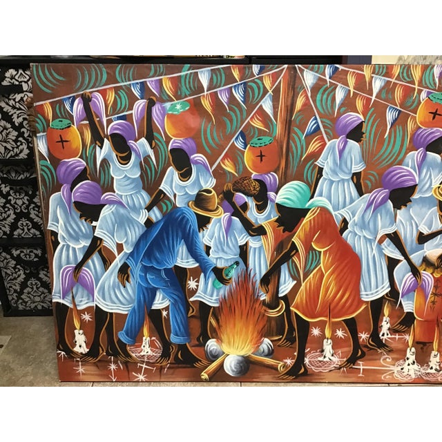 Figurative Large Vintage Haitian Painting For Sale - Image 3 of 11