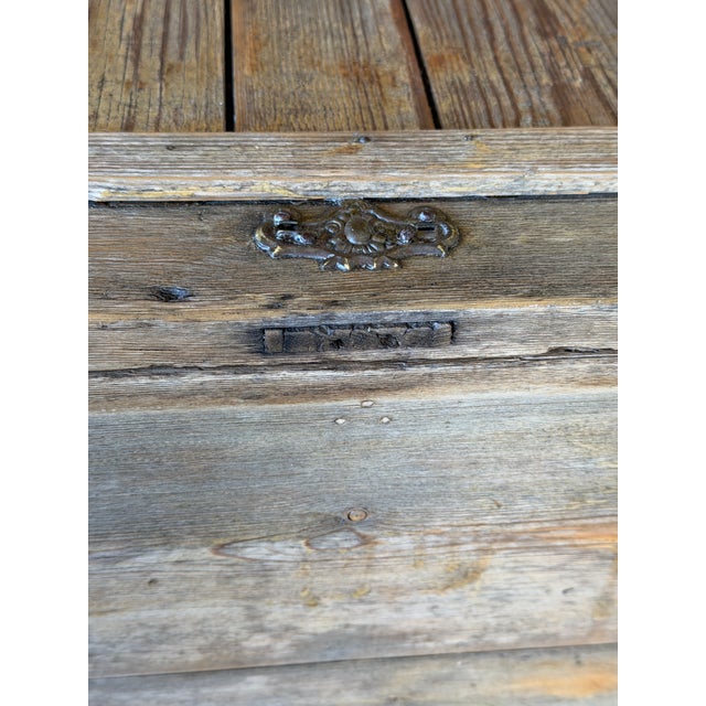 Wood Late 19th Century Primitive Pine Blanket Storage Chest on Original Casters For Sale - Image 7 of 12