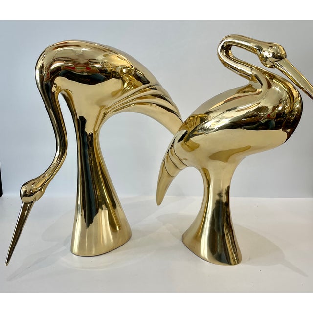 Italian Art-Deco Style Brass Crane Sculptures, Set, 1960s. For Sale - Image 11 of 12