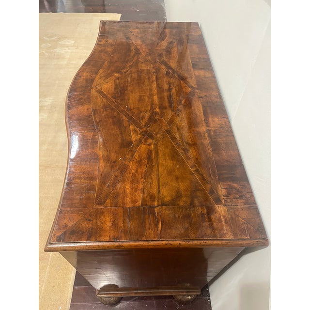 18th Century Italian Walnut 3 Drawer Commode with beautiful inlay work. 48w x 23d x 31.5h SKU 6-752 1031