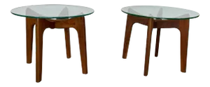 Mid-Century Modern Adrian Pearsall Glass Top End Tables, Unsigned - Set of 2