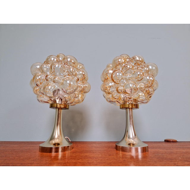 Bubble Glass Lamps by Helena Tynell for Glashütte Limburg, 1970, Set of 2 For Sale - Image 15 of 18