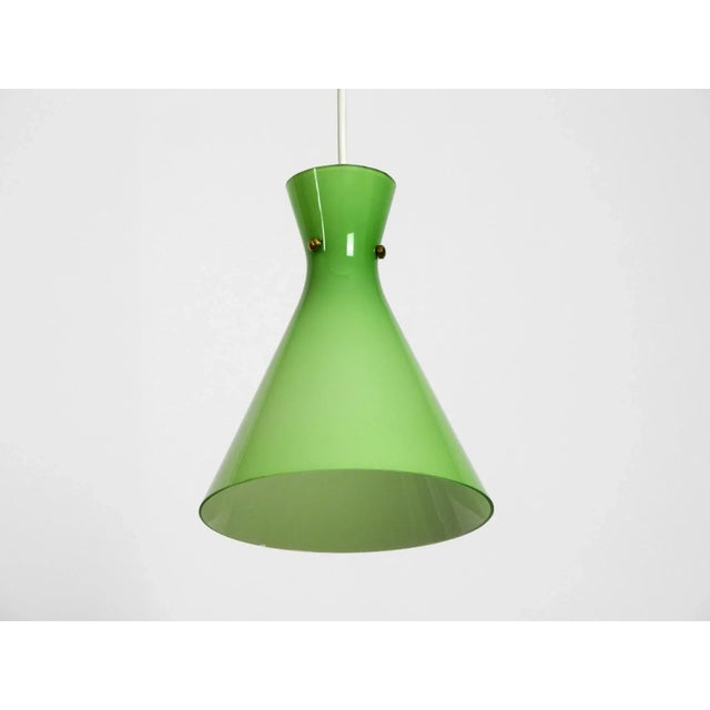 Mid-Century Austrian Green Glass Diabolo Pendant Lamp For Sale - Image 14 of 14