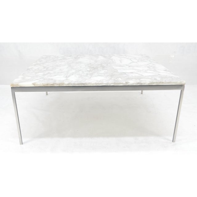 Solid Stainless Steel Marble Top 42x42 Square Mid Century Modern Coffee Table For Sale - Image 10 of 15