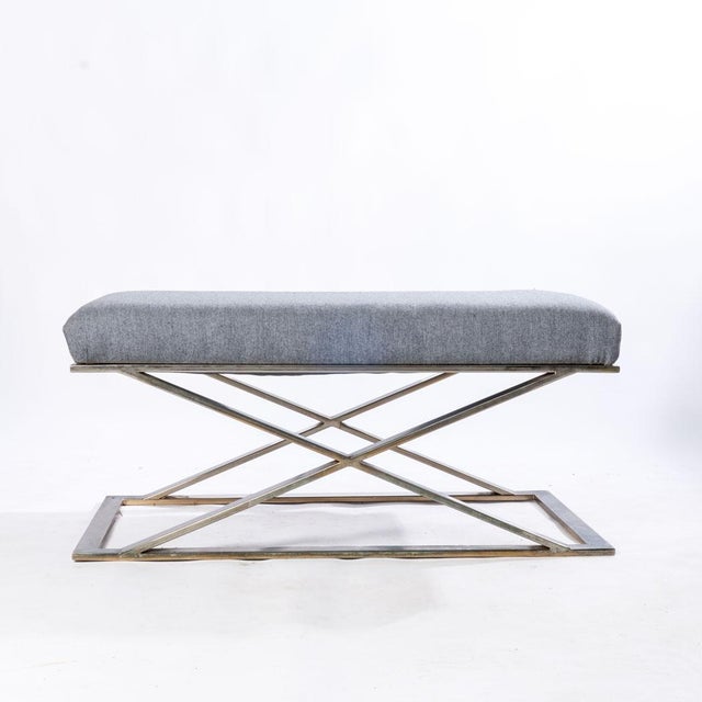 Mid-Century Modern Mid-Century Chrome X-Base Bench For Sale - Image 3 of 15