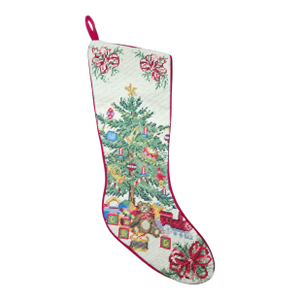 Vintage, "Christmas Tree With Presents", Needlepoint Stocking