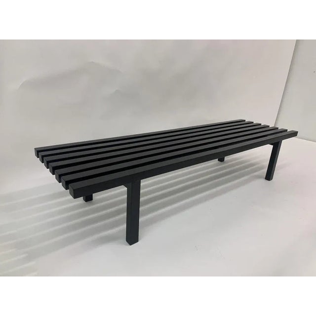 1970s Mid-Century Slatted Wooden Bench, 1970s For Sale - Image 5 of 10