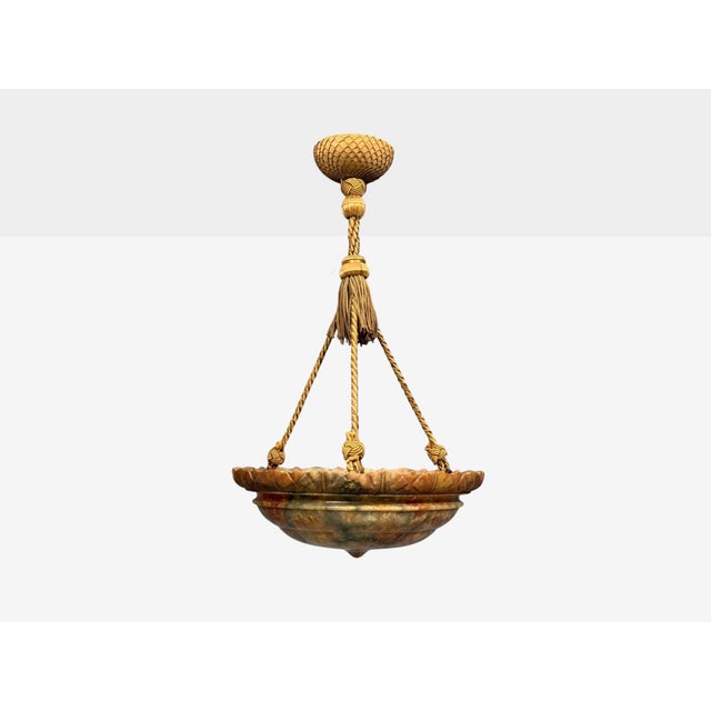 1930s Swedish Art Deco, Pendant Light, Rope, Alabaster, Sweden, 1930s For Sale - Image 5 of 12
