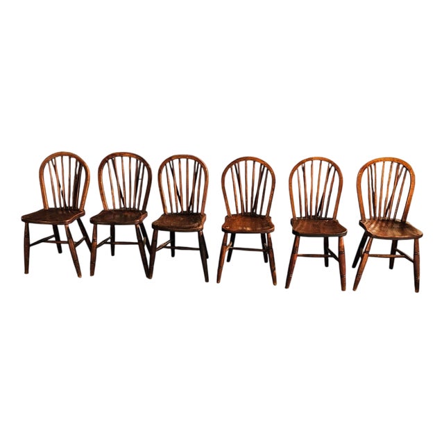 Windsor Stick Back Chairs, 19th Century, Set of 6 For Sale