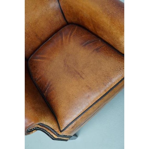 Vintage Dutch Cognac Club Chair in Leather For Sale - Image 13 of 18