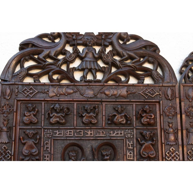 1960s Early 20th Century Sino Tibetan Carved Altar Screen For Sale - Image 5 of 10