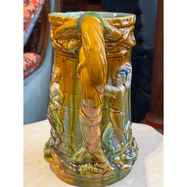 Minton Antique Minton-Style Majolica Pottery Pitcher For Sale - Image 4 of 12