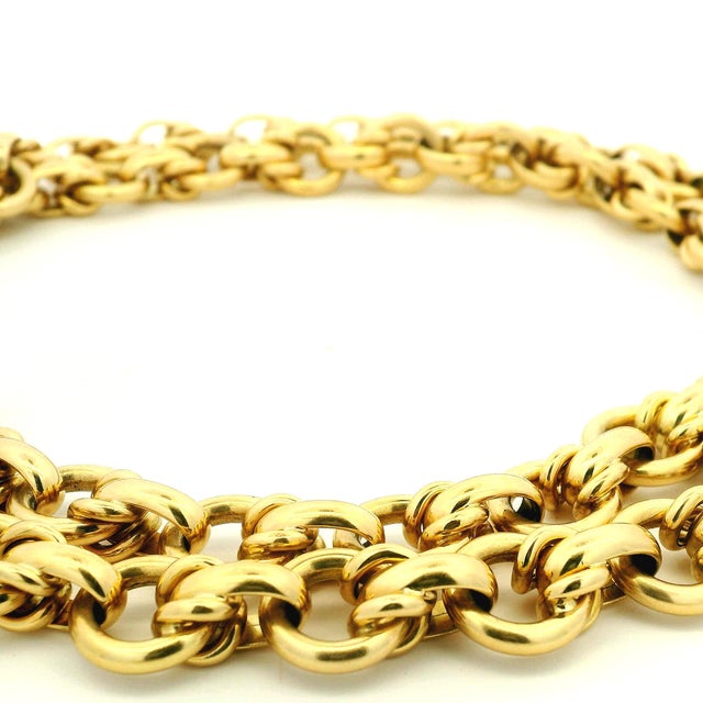 Metal Vintage Maleggi Italian 18k Gold Double Rolo Link Long Necklace, 121.8 Grams For Sale - Image 7 of 13