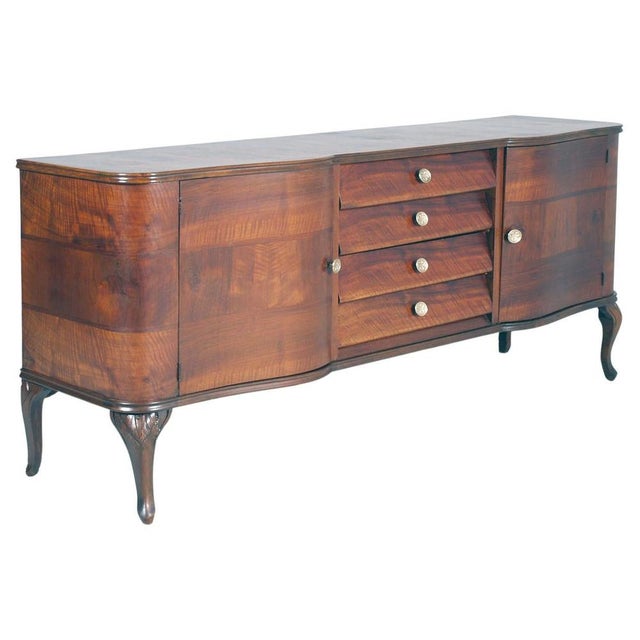 Italian Art Deco Sideboard with Display Cabinet in Walnut Veneer from Fratelli Mora, 1920s For Sale - Image 3 of 12