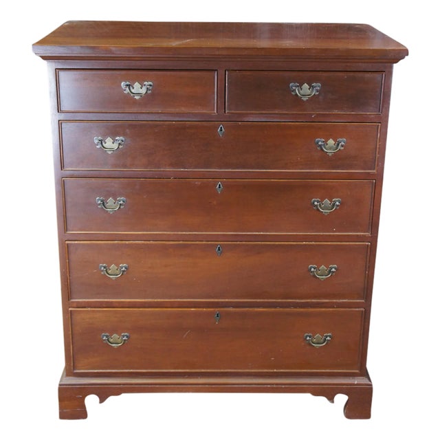 Late 20th Century Craftique Chippendale Mahogany Tallboy Dresser Chest of Drawers 48" For Sale