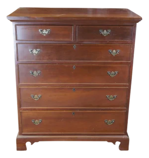 Late 20th Century Craftique Chippendale Mahogany Tallboy Dresser Chest of Drawers 48"