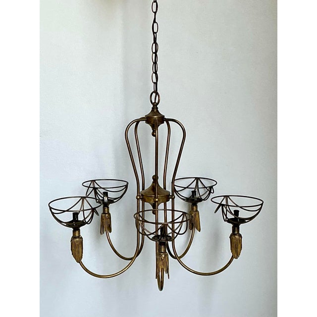 Vintage Hinkley Burnished Brass Tassel Chandelier For Sale - Image 11 of 12