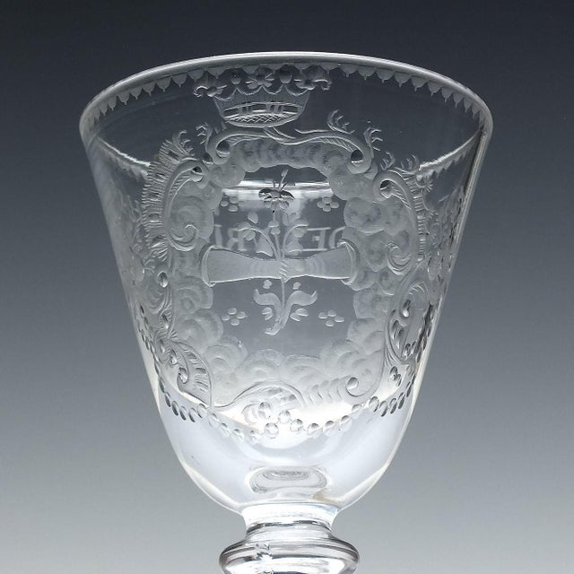 Antique Engraved Light Baluster Wine Glass, 1750 For Sale - Image 3 of 10
