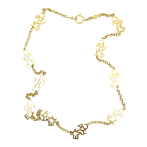1980s Chanel Rare Vintage Gold Plated CC Letter Long Necklace