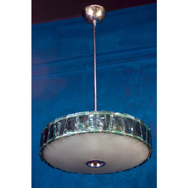 Mid-Century Round Crystal and Chrome Pendant from Fontana Arte, 1960 For Sale - Image 12 of 16