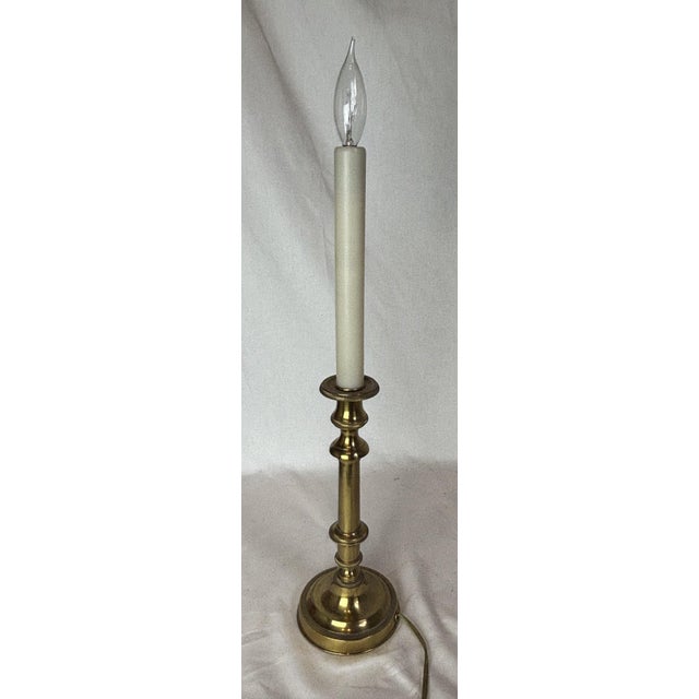 Beautifully cast pair of brass candlestick form lamps, dating back to the late 19th century, England, would be a beautiful...