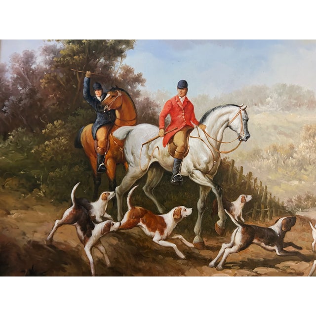 Vintage English Fox Hunting Oil Paintings in Gilded Frames – Traditional Equestrian Sporting Art This striking vintage...