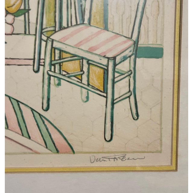 Lloyd Van Pitterson, Vintage Fauvist Color Lithograph Porch Scene Jamaican Artist Van Pitterson For Sale - Image 4 of 7
