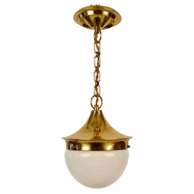 Late Jugendstil Pendant Lamp in Brass and Opaline Glass, Vienna, Austria, 1900s For Sale - Image 11 of 11
