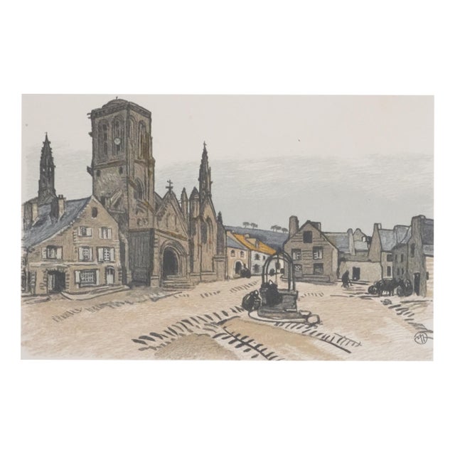 Mathurin Meheut, Church of Saint Ronan in Locronan, 1937, Engraving For Sale