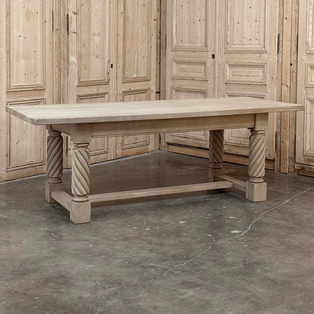 Rustic Mid-Century Trestle Table Crafted of Solid Oak For Sale - Image 11 of 17