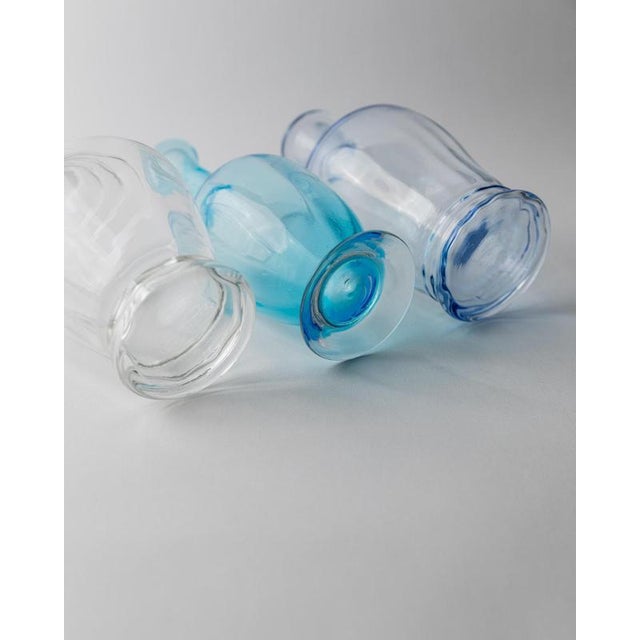 Blue Vintage Blue and Clear Murano Glass Decanters with Stoppers, 1950s, Set of 3 For Sale - Image 8 of 11