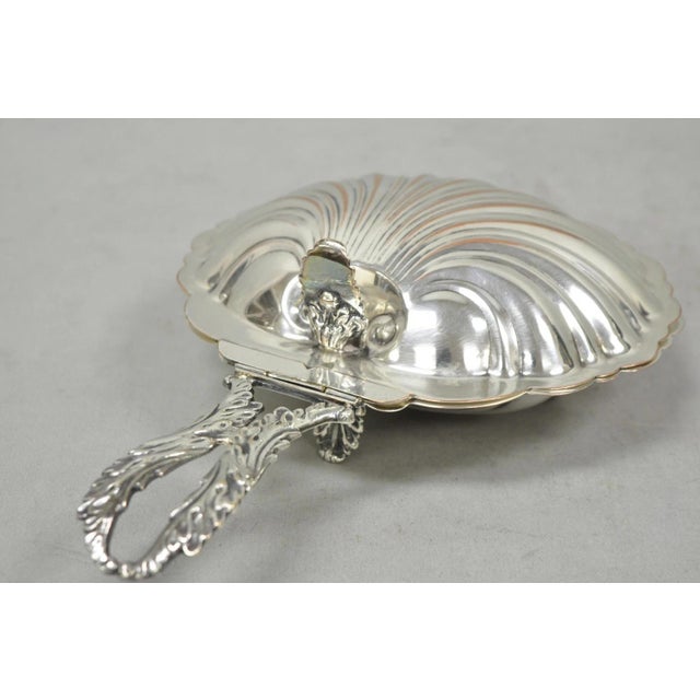 Vintage English Regency Silver Plated Clam Shell Table Butler Serving Dish For Sale - Image 13 of 17