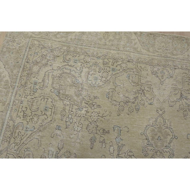 Textile Tabriz Rug 8’10” X 12’2” Beige Wool Vintage Distressed Hand-Knotted Carpet For Sale - Image 7 of 15