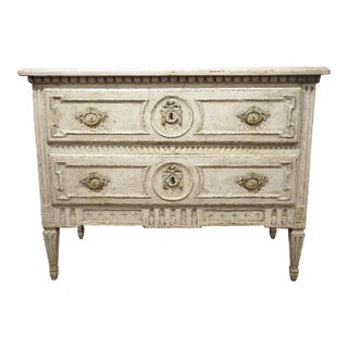 19th Century Painted French Louis XVI Style 2-Drawer Commode Sauteuse For Sale