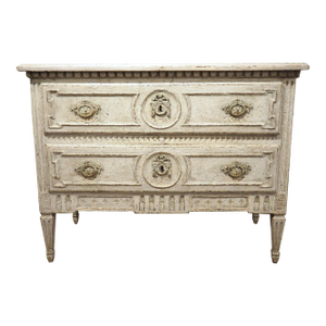 19th Century Painted French Louis XVI Style 2-Drawer Commode Sauteuse