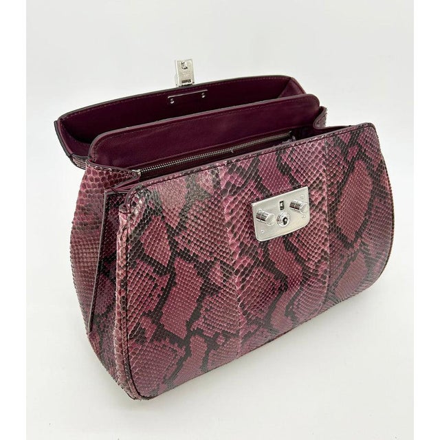 Gucci Purple Python Lady Lock Bag with Bamboo Handle For Sale - Image 9 of 11