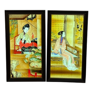 Qing Dynasty Style “Beauties of Prince Yong” Backlit Decorative Panels, Pair For Sale