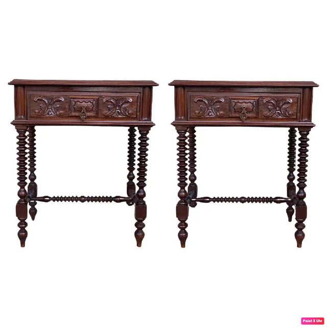 20th Century French Solid Carved Nightstands - a Pair For Sale - Image 13 of 13