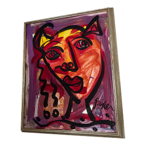 1970s Original Peter Keil Abstract Portrait Painting