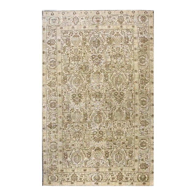 Antique Persian Sultanabad Wool 6 x 9 Grey, Ivory & Tan Handmade Area Rug #1142950 For Sale