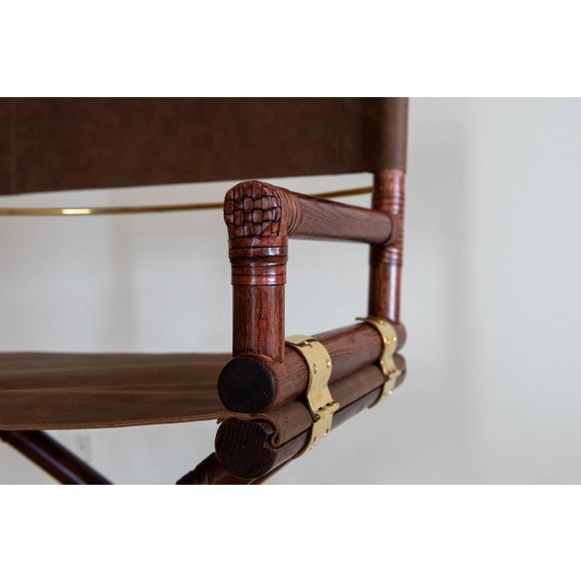Contemporary 1970s McGuire Director’s X-Chair in Brown Leather For Sale - Image 3 of 10