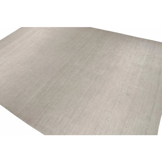 Contemporary 2010s Rug & Kilim’s Plain Modern Rug in Solid Silver-Gray Tone-on-Tone - 11x19 For Sale - Image 3 of 6