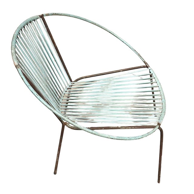 Mid 20th Century Iron and Rubber Cord Loop Outdoor/Patio Chair by Salterini, Pair, Attributed For Sale - Image 4 of 7