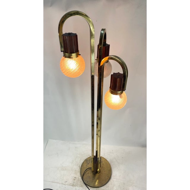 Mid-Century Modern Vintage Italian Floor Lamp with Crystal Bowls, 1970s, 1960s For Sale - Image 3 of 13