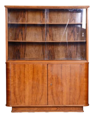 Art Deco Bookcase in Walnut, Czech, 1950s