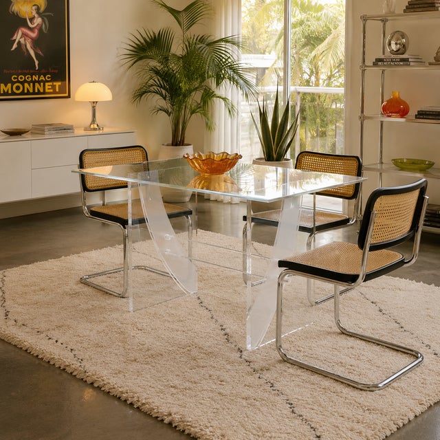 Vintage Mid-Century Modern Frosted Design Lucite Dining Table Base For Sale - Image 10 of 10